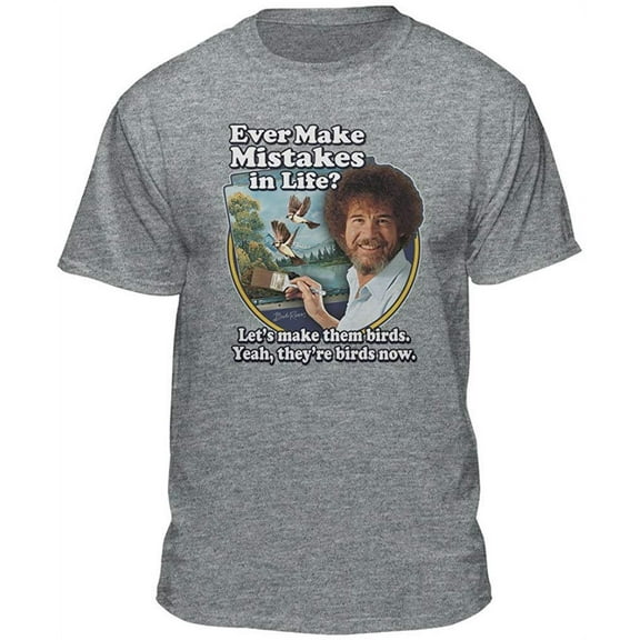 Teelocity Bob Ross Make Mistakes Into Birds Athletic Heather Short Sleeve Graphic Tee