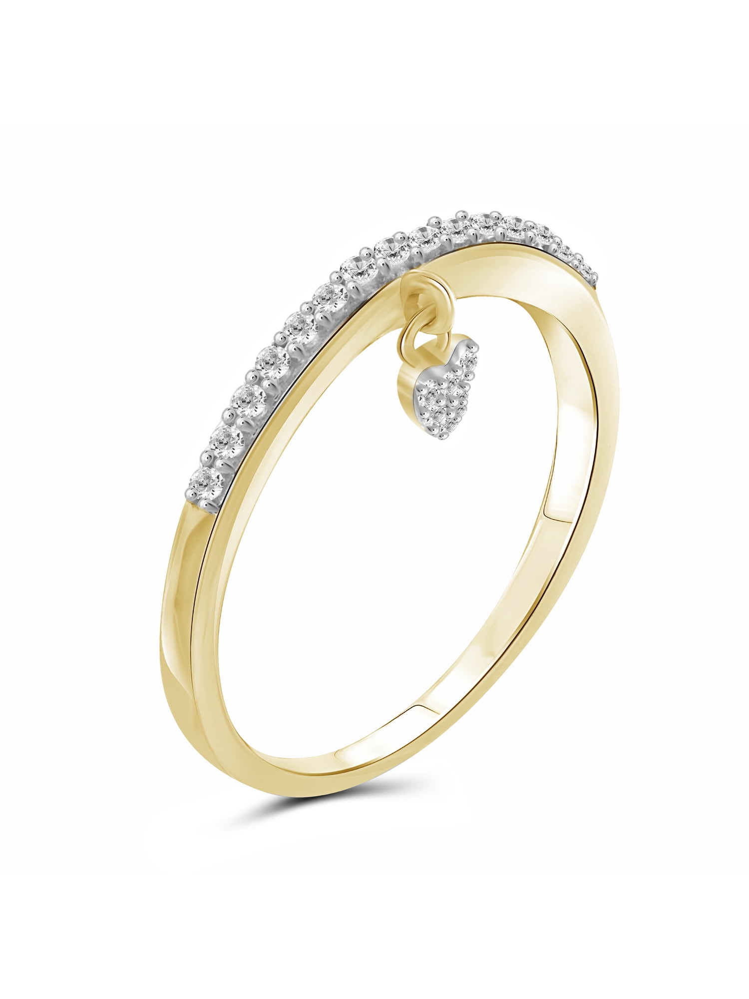 JewelersClub Diamond Rings for Women – 1/5 Carat White Diamond Ring Jewelry– 14K Gold Plated Silver Bands for Women –– Ring by JewelersClub