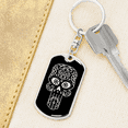 thumbnail image 6 of Calavera Mexican Sugar Skull 57 Stainless Steel or 18k Gold Premium Swivel Dog Tag Keychain, 6 of 16