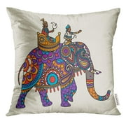 STOAG Ornate Maharajah on The Elephant Maharaja Jaipur Throw Pillowcase Cushion Case Cover 16x16 inch