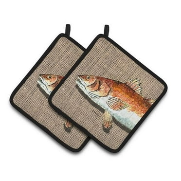 Red Fish Pair of Pot Holders, 7.5 x 3 x 7.5 in.