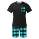 thumbnail image 4 of Mangas de Mano para Hombres Plaid Casual Home Sleepwear Manga Corta Cuello Redondo Top Y Pantalones Cortos Set, Algodón Poliéster Sala de Desgaste, 4 of 6