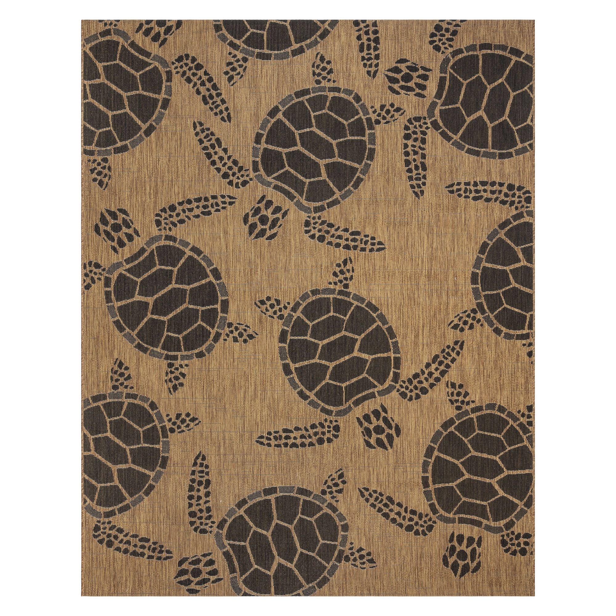 Gertmenian Paseo Tortue Sea Turtle Coastal Chestnut/Black Indoor/Outdoor Area Rug, 6x9