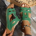 thumbnail image 2 of Women's Cutout Metal Accent Wedge Slide Sandals, Open-Toe Bohemian Platform Slip-On Summer Slippers, 2 of 9