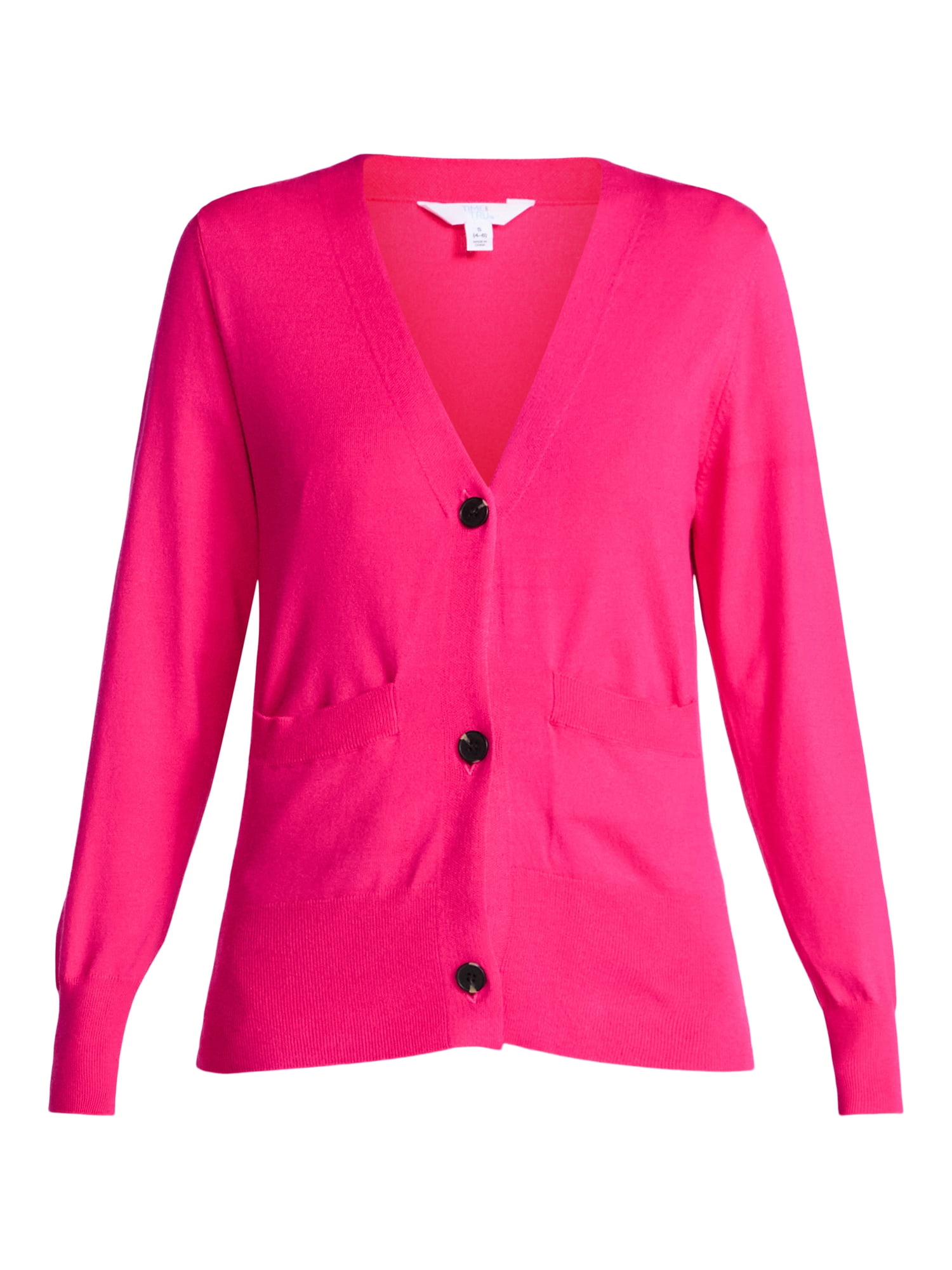 Time and Tru Women's V-Neck Cardigan Sweater, Lightweight, Sizes XS-XXXL