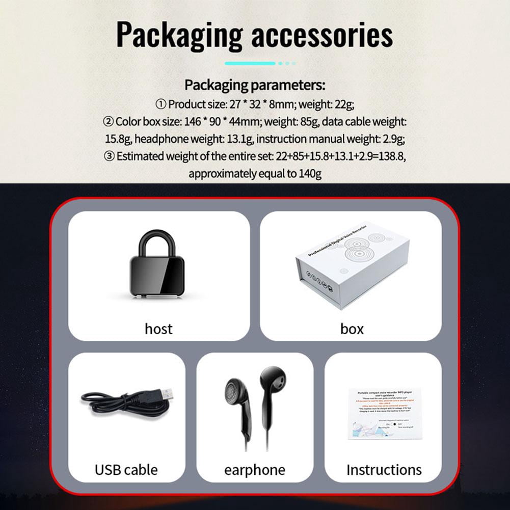 Mini Voice Recorder with Noise Reduction, Portable Audio Recorder for Meetings and Notes