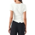 thumbnail image 3 of INSPIRE CHIC Causal T-shirt for Women's Short Sleeve Irregular Hem Crew Neck Summer Basic Tee Tops XS White, 3 of 6
