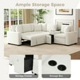 thumbnail image 6 of Harper & Bright Designs Modular Sectional Sofa with Pull Out Bed, Convertible Sofa Sleeper with Storage, Chenille U-shaped Sectional Sofa with Console and Cup Holders, White, 6 of 20