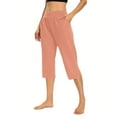 thumbnail image 4 of Orange Women's Pants Side Slit Pull On for Women Casual Lightweight Elastic High Waist Pants 2025 Summer, 4 of 6