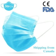 Liiva 50Pcs Disposable Face Mask Protective Elastic Earloop Mask 3 Layer Personal Health Protection Breathable Dustproof Antiviral Medical Mask