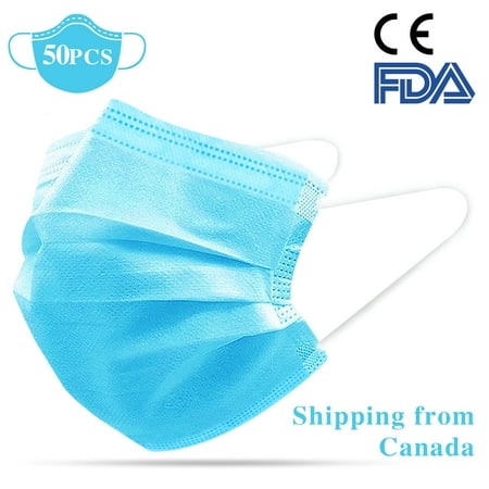 Liiva 50Pcs Disposable Face Mask Protective Elastic Earloop Mask 3 Layer Personal Health Protection Breathable Dustproof Antiviral Medical Mask