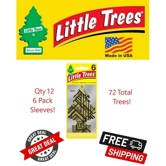 Little Trees 60210 Gold Scented Hanging Air Freshener for Car & Home 72 Pack!