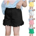 thumbnail image 5 of Odeerbi 3-10 Años Niñas Pantalones Cortos Vaqueros de Verano Pantalones Cortos Vaqueros Con Dobladillo Crudo Pantalones Cortos Vaqueros Elásticos de Colores Sólidos, 5 of 5