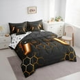 thumbnail image 3 of Castle Fairy Teens Game Gamepads Twin Bedding Sets 7-Piece for Adults Female Men,Black Orange Geometric Hexagon Bedding Comforter Set Microfiber,Video Game Game Controller Breathable Sheet Sets, 3 of 8