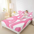 thumbnail image 3 of Castle Fairy Watercolor Brush Loop Queen Sheets 4 Pieces,Abstract Swirl Stripes Queen Sheet Sets,Pink White,1 Flat Sheet, 1 Fitted Sheet and 2 Pillowcases, 3 of 7