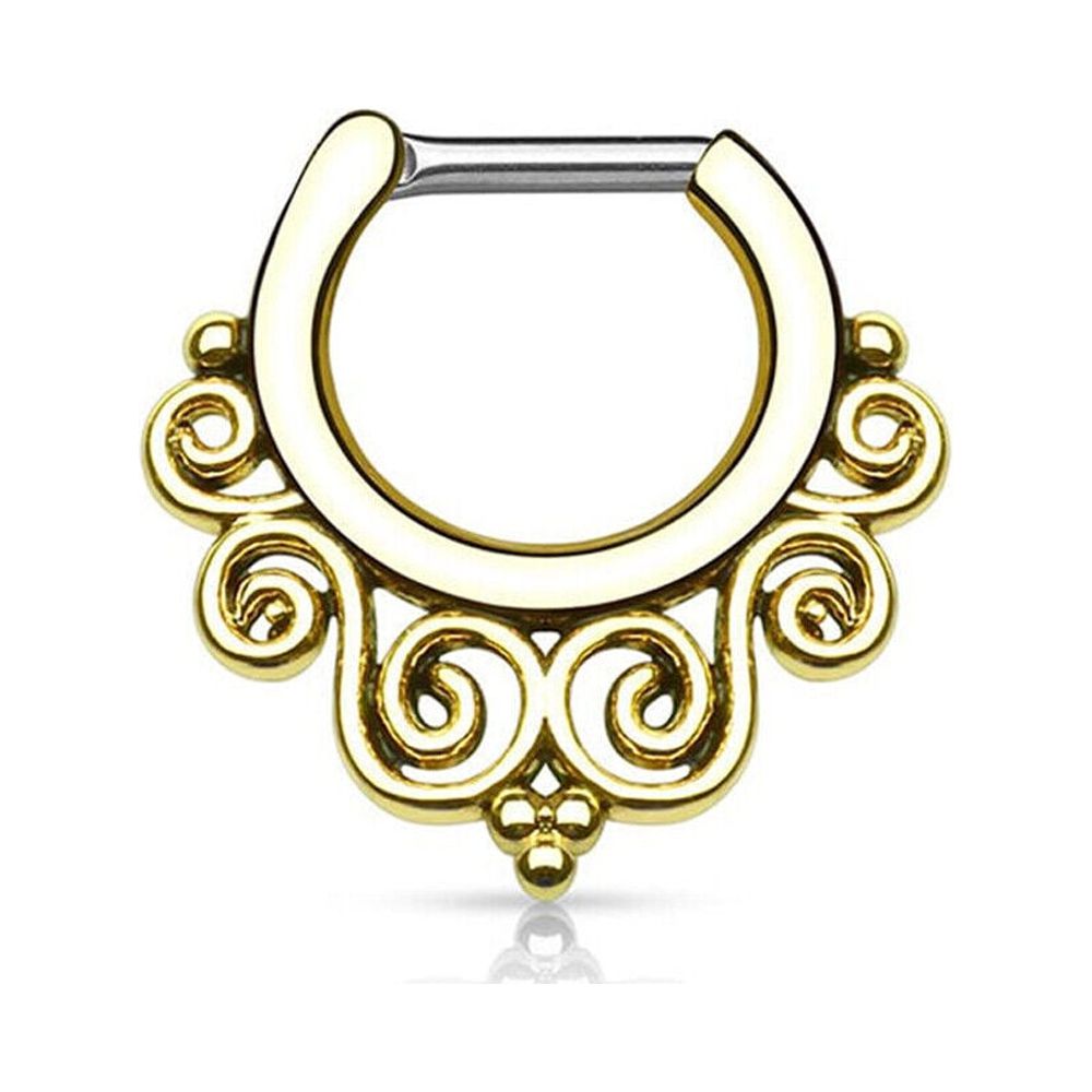 BodyJewelryOnline 14GA or 16GA Septum Piercings Clicker Tribal Swirls 4 Colors Options Men Women