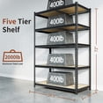 thumbnail image 3 of RoomFave Heavy Duty Garage Shelving Unit, 2000LBS Capacity, 5-Tier Adjustable Metal Storage Rack for Basement, Warehouse, Utility Room, 35.5"W x 16"D x 72"H, 3 of 9