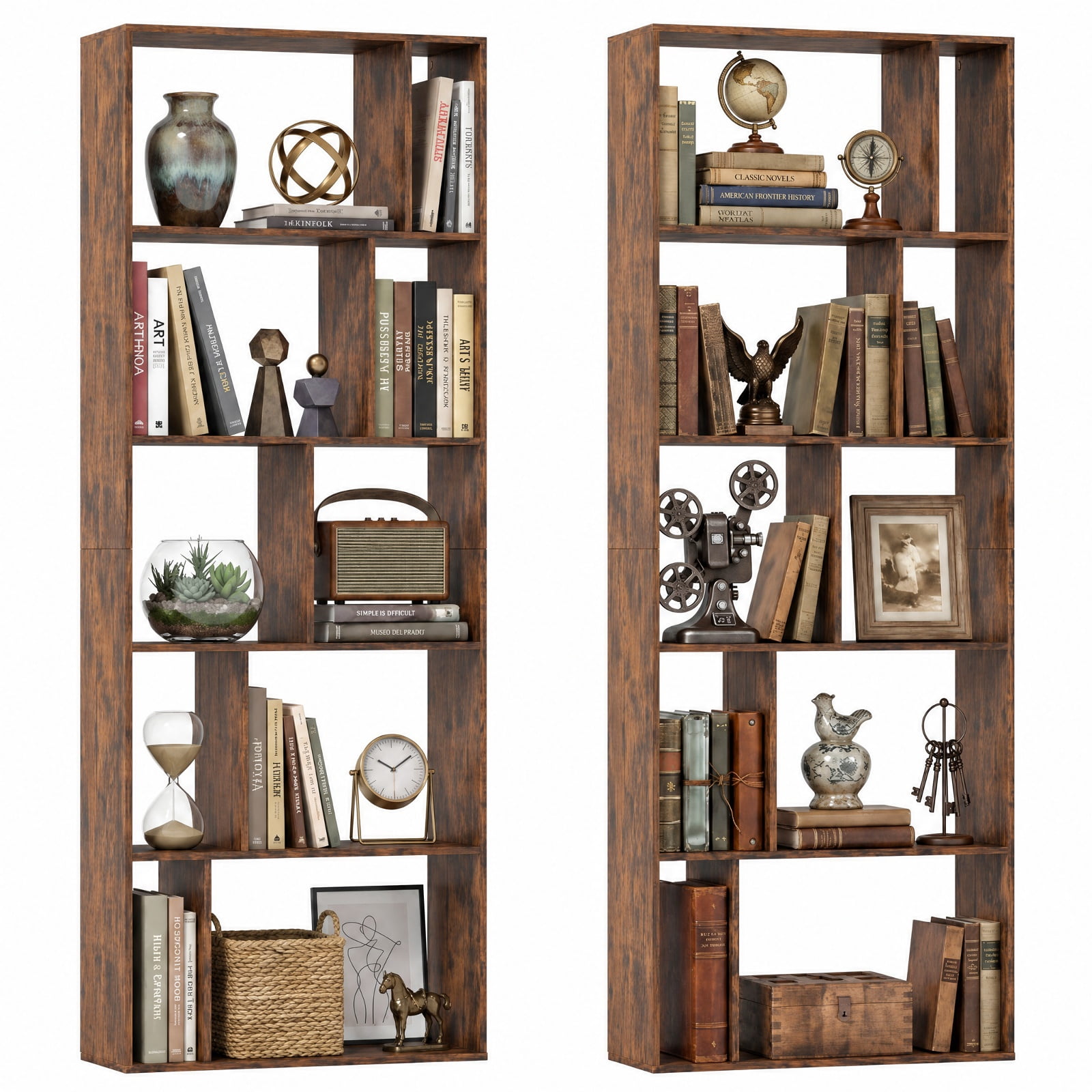 Furnibear 5-Tier Modern Bookshelf with Open Back and 2 Anti-Tipping Kits for Living Room Home Office Bedroom Display Storage Shelf, Brown