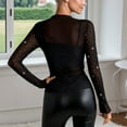 thumbnail image 4 of Womens Mesh Long Sleeve Tops Crew Neck See Through Tee Shirts Party Club Night Lace Blouse Black XL, 4 of 7