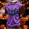 thumbnail image 2 of DORKASM Halloween Costumes for Men Short Sleeve Pumpkin Basic Tops Round Neck Funny Print Ghost Graphic Vacation Blouse Spooky Fall Winter Loose T Shirt Purple 2XL, 2 of 7