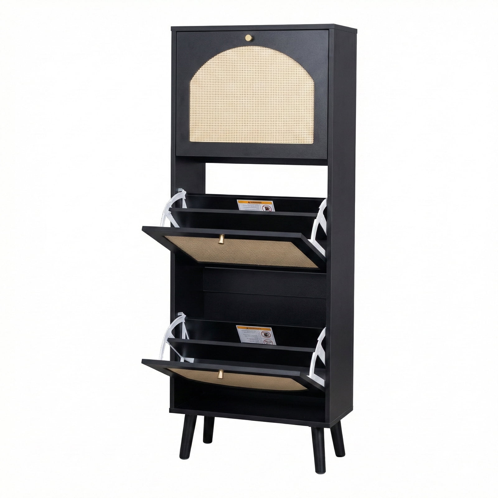 3-Tier Shoe Cabinet, 54*24*135cm, Black