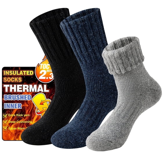 3 Pairs Warm Thermal Socks for Women & Men Winter Ski Thick Boot Insulated Socks for Cold Weather