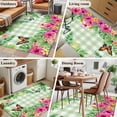 thumbnail image 6 of Summer Tropical Plant Washable Area Rugs 3'x5', Hibiscus Monstera Butterfly Plaid Low Pile Throw Living Room Rug Non-Slip Sturdy Edge Binding Carpet for Indoor Entryway Bedside Kitchen, 6 of 9