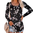 thumbnail image 1 of Loose Fit Blusa Cuello Redondo Manga Larga Imprimir Mujeres Casual Top Botón Mujeres Casual Top Negro XXL, 1 of 6