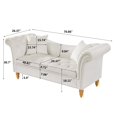 thumbnail image 4 of 70.86inch Velvet Loveseat with Storage and 2 Pillows, Comfy Small Sofa Couch with Button and Nailheads Decor, Classic Storage Sofa with Rolled Arms for Living Room, Bedroom, Office, Beige, 4 of 7