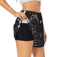 thumbnail image 3 of Running Shorts for Women, Star Gazing Cat Illustration Workout Athletic Shorts with Pockets, Lounge Yoga Shorts Women, 3 of 7