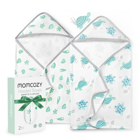 Toalla para bebé Momcozy, suave y absorbente, con capucha, tortuga marina