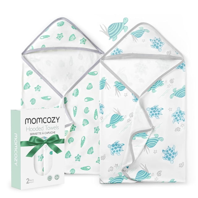 Toalla para bebé Momcozy, suave y absorbente, con capucha, tortuga marina