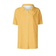 thumbnail image 4 of WCMZJ Button Down Shirts for Women Short Sleeve Dress Shirts Summer Collared Work Office Blouse Tops Yellow XL, 4 of 4