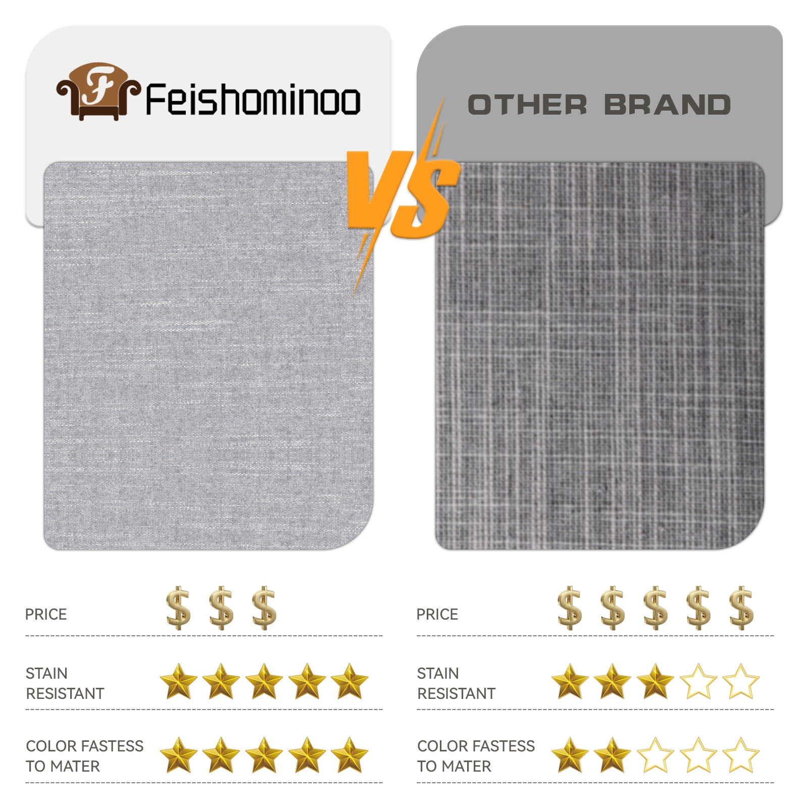 Yeahumalia 2 Packs Outdoor Patio Chair Deep Seat Cushions 23'' x 24'' with Removable Cover, Water and Fade Resistant, Light Grey