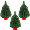 Topeakmart 3pcs 2ft Mini Tabletop Artificial Christmas Tree with Cement Base Green