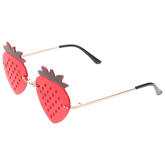 1 Pair Rimless Personalized Sunglasses with Strawberry Pattern Cool Glasses