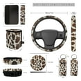 thumbnail image 4 of XYZCANDO Animal Fur Print Center Mirror Cover Coasters Car Seat Cover Steering Wheel Cover Seat Belt Cover Keychain Lipstick Cover Car Trash Can Easy Installation Lightweight Universal for Cars, 4 of 5