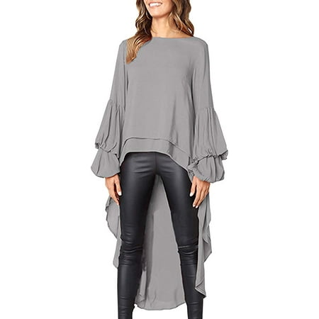 Women's Double Layered High Low Asymmetrical Tunic Top Blouse | Walmart ...