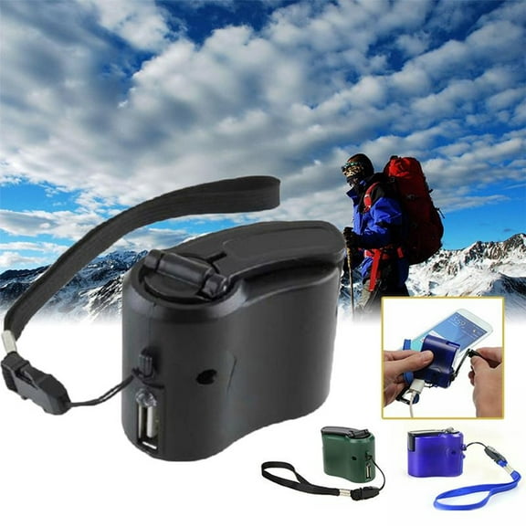Hand Crank Charger Safe Charging USB Port Mobile Phone Tablet Manual Emergency Dynamo for Outdoor,Green