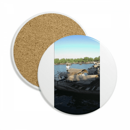 

Fisherman Boat Art Deco Fashion Coaster Cup Mug Tabletop Protection Absorbent Stone