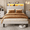 Beige-full, variant on Full Upholstered Platform Bed Frame with RGB LED Ambiance Light & USB Charging Port, Storage Headboard Reinforced Support Design, Beige