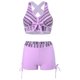 thumbnail image 1 of Gibobby Trajes de Baño para Mujer Traje de baño sexy para mujer Pantalones cortos de 2 piezas + Traje de baño Bloque de color Traje de baño(Morado,G), 1 of 5