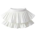 thumbnail image 5 of TSADFHJI Girls Mini Pleated Skirt Skort for Toddler Girls Summer Ruffle Tutu Skirt With Shorts Underneath 5-6 Years White, 5 of 7