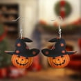 thumbnail image 7 of Eespoir Halloween Pumpkin Witch Hat Drop Earrings for Women, Halloween Pumpkin Acrylic Earrings, Spooky Festive Dangle Earrings, 7 of 7