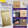 thumbnail image 3 of ENERLITES Toggle Light Switch Metal Wall Plate, Stainless Steel Switch Cover, Corrosion Resistant, Standard Size 1-Gang 4.50" x 2.76", 7711-BB-2PCS,Stainless Steel 201, Brushed Brass, Gold, 2 pack, 3 of 6