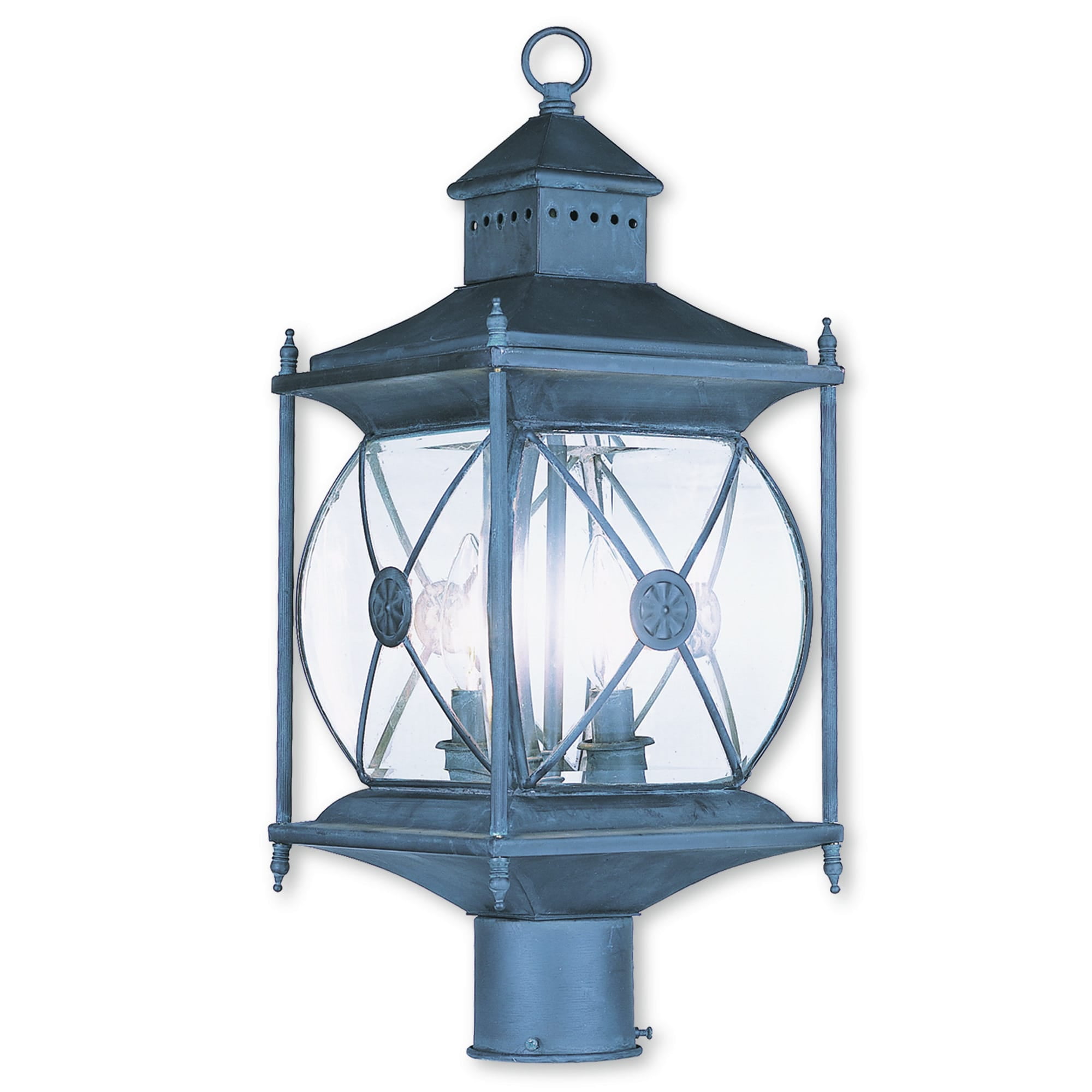 Charcoal Livex Lighting 2094-61 Outdoor Post with Clear Beveled Glass Shades