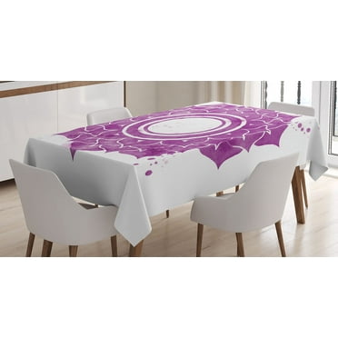 Ambesonne Purple Tablecloth Rectangular Table Cover, Mandala Splash, 52"x70", Purple White