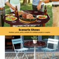 thumbnail image 6 of Elastic Fitted Round Tablecloth, Brown Boho Waterproof Stretch Table Cover for 45"-54" Tables, Retro Farmhouse Abstract Geometric Ethnic Art Washable Outdoor Tablecloths for Patio, Picnic, Camping, 6 of 9