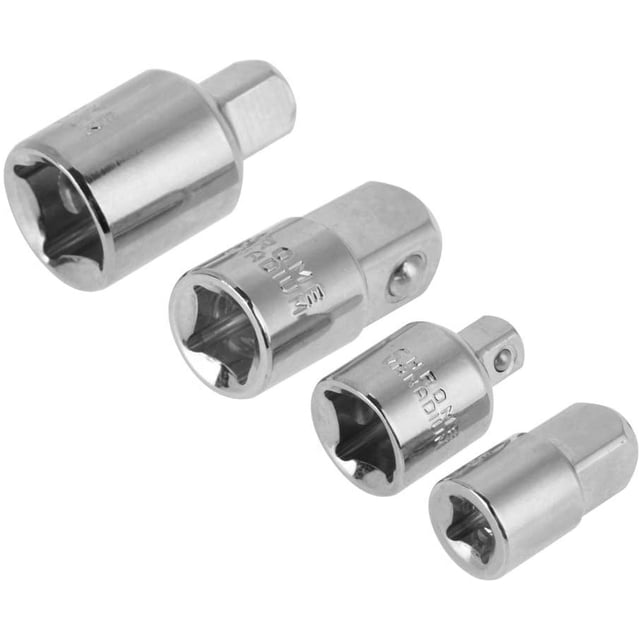 Juego de reductores de 1/2", 3/8", 1/4" para conversión de llaves, adaptadores de dados de impacto de acero al cromo-vanadio plateados y negros