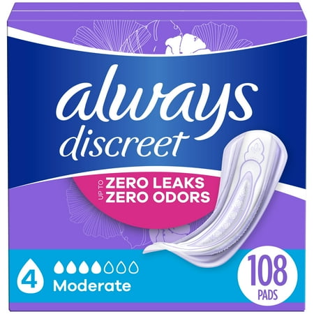Always Discreet Incontinence Pads  Moderate Absorbency  Regular Length  
